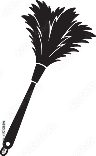 Classic feather duster silhouette for household dusting and home maintenance