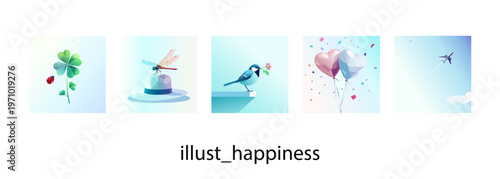 ラッキーアイテムと小さな幸せ_イラスト素材