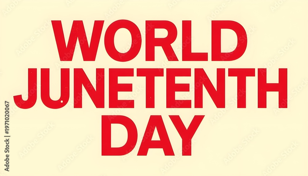 Fototapeta premium A vibrant graphic celebrating World Juneteenth Day with bold red text on a pale yellow background