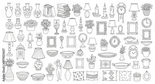 Collection of Vintage Decorative Elements and Ornaments.