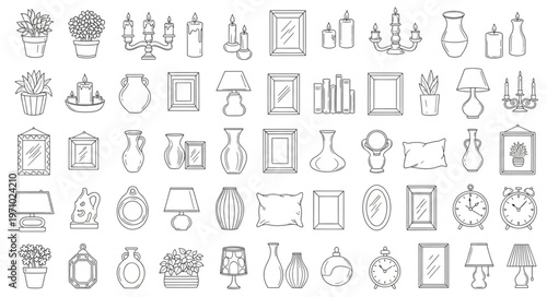 Collection of Vintage Decorative Objects and Frames.