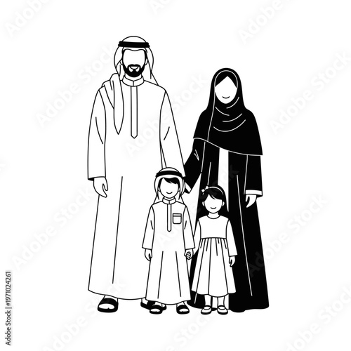 Arabian Family in Traditional Attire.
