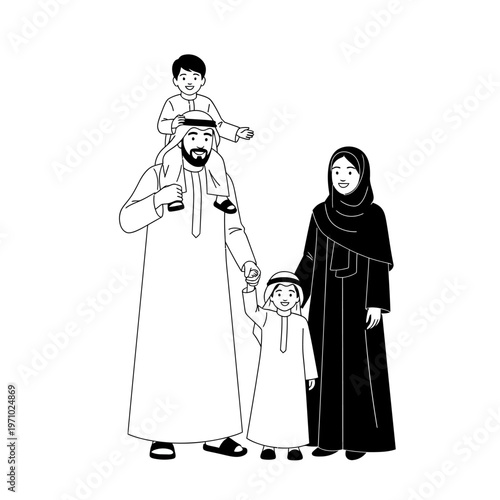 Arabian Family With Children Together.