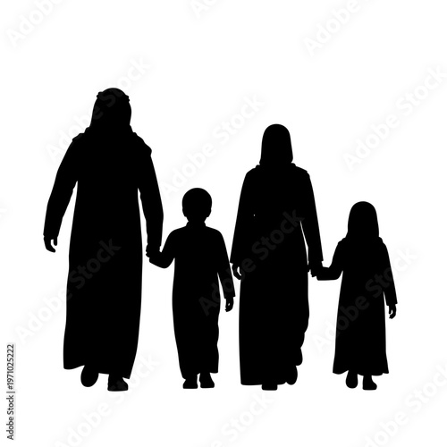 Family walking hand in hand together.