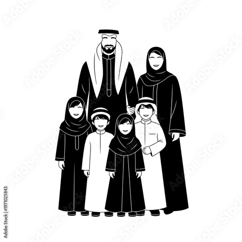 Traditional Arab Family in Abayas.