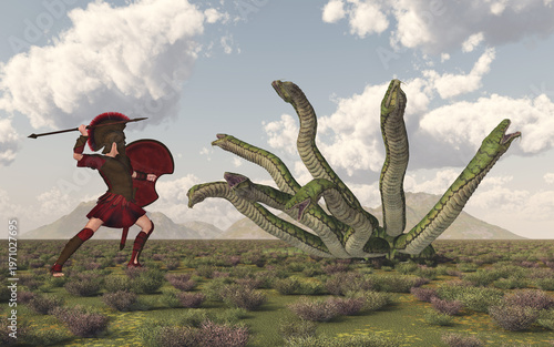 Herakles kämpft mit der Hydra