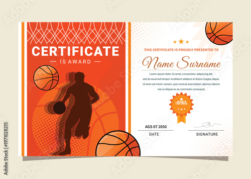 Basketball sports competition award letter
