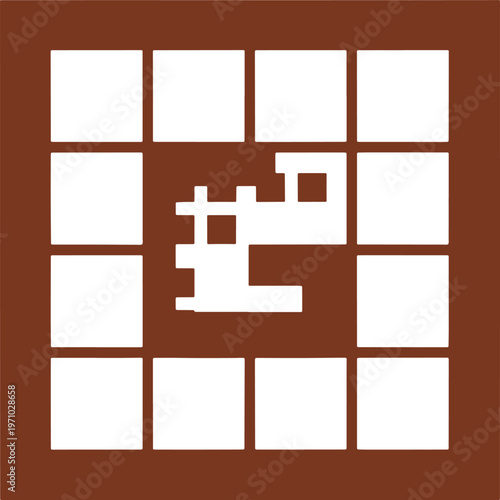 Brown and white whisker pattern on a square background with grid lines