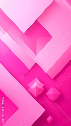 Geometric Pink Abstract Background with 3D Shapes and Modern Design.