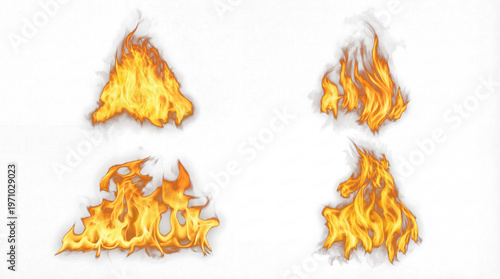 Fotografía Realistic photograph of a diverse set of four dynamic fire flame elements