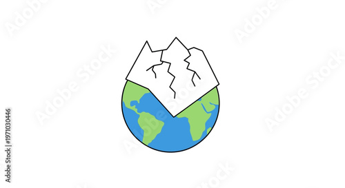 Earth with melting ice caps globe.