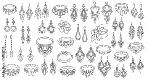 Collection of Vintage Jewelry Designs and Ornate Ornaments.