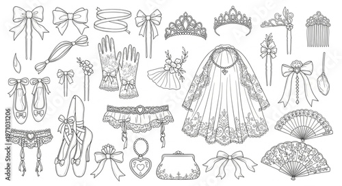 Collection of Vintage Lace Accessories and Bridal Veils.