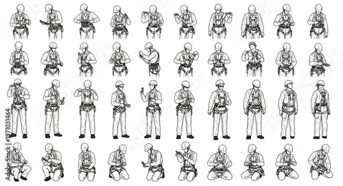 Collection of Vintage Military Soldier Illustrations in Black and White.