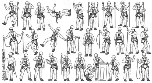 Collection of Vintage Military Soldier Poses and Actions.