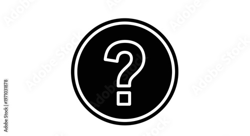 Black Question Mark Symbol Inside a Circle, Inquiry Icon on Isolated White Background