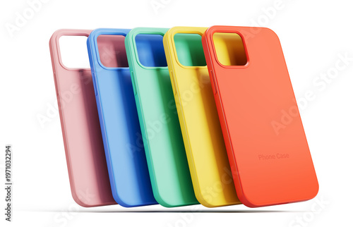 Color cases for smartphone on transparent background. 3d illustration