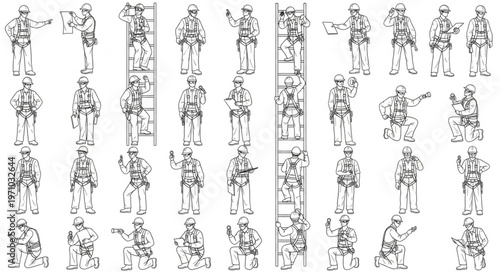 Collection of Vintage Soldier Illustrations in Various Poses.