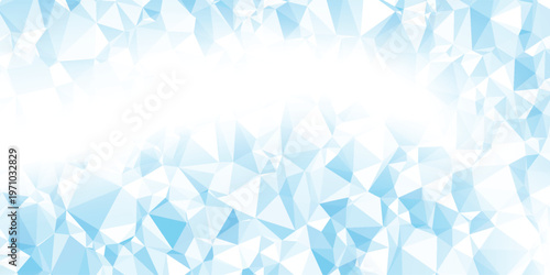 Abstract white low poly background in blue and turquoise gradient background, minimalist design, clean geometric polygon style, vector design