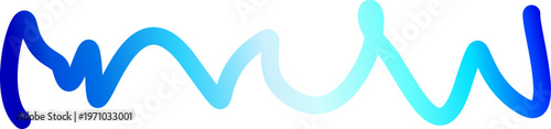 Blue gradient wavy line, fluid motion stroke, abstract cyan ripple