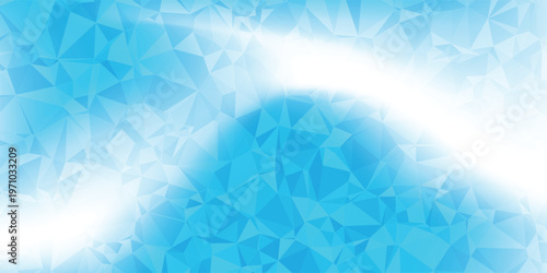 Elegant white low poly background in blue and turquoise gradient background, minimalist design, smooth faceted geometric surface, creative background