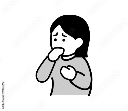 咳をする女性のイラスト
