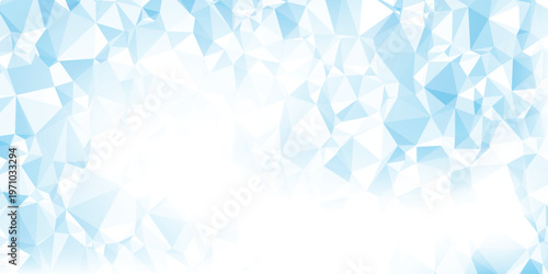 Modern white low poly background in blue and turquoise gradient background, minimalist design, smooth polygon shapes with soft lighting, background illustration