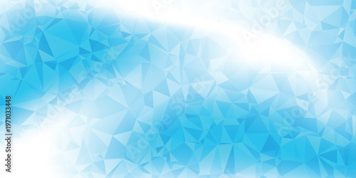 Abstract white low poly geometric triangles with blue turquoise gradient lighting, minimal clean composition, soft shadow depth effect, graphic illustration art