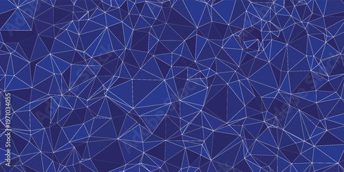 Futuristic dark blue background with triangles pattern, geometric overlapping layer elegant style with copy space, for poster, cover, print, banner, dynamic background design