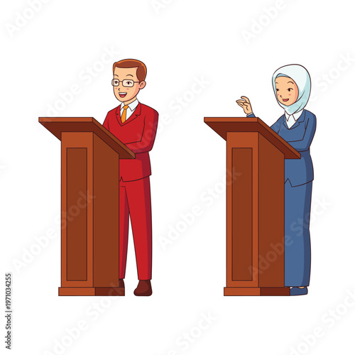 speaking at the podium