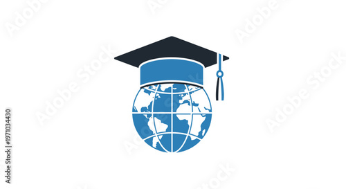 Graduation Cap on Globe Icon.