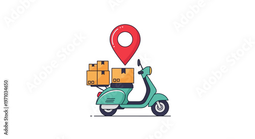 Green scooter with delivery packages.