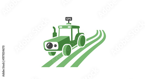 Green Tractor Farm Equipment Vehicle.