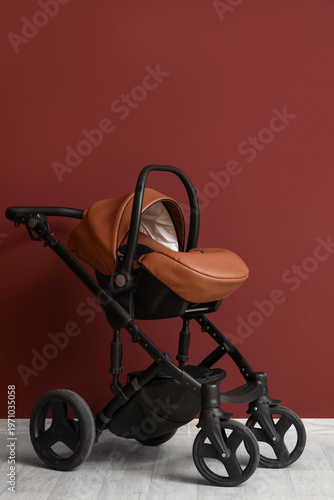 Modern baby stroller near r...