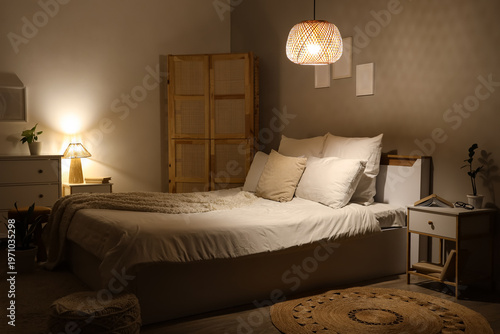 Interior of dark room with ...