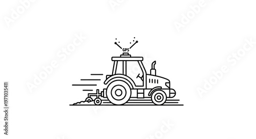 Tractor with mower attachment in motion.