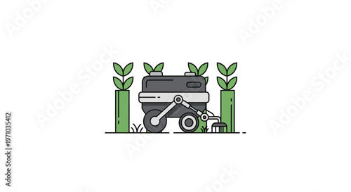 Tractor with plants growing around it.