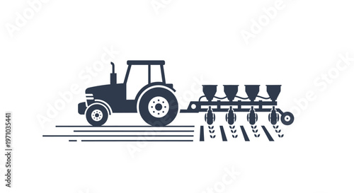 Tractor with seed planter machine.