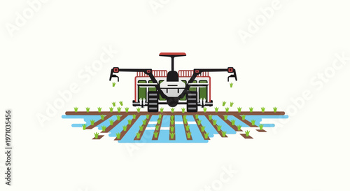 Tractor with spraying equipment for agriculture.
