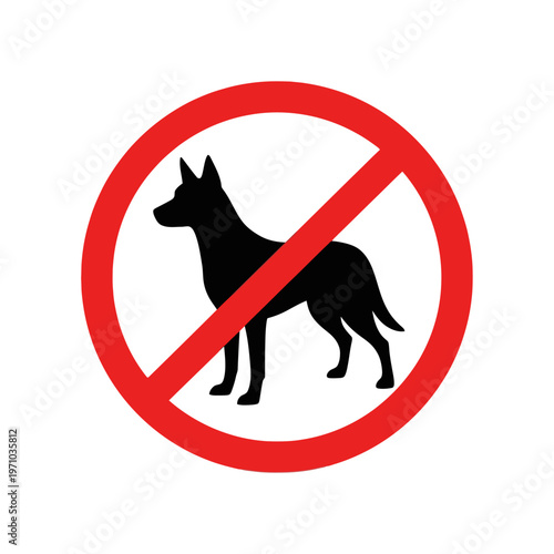 No Dogs Allowed, Prohibited Dog Sign, Vector Icon, Red Circle