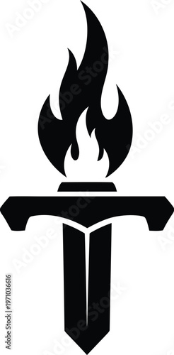 Torch with flame on top symbolizing fire or heat