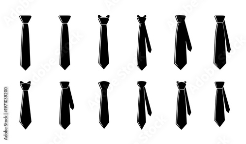 Necktie Silhouette Vector Set Classic Mens Tie Fashion Icon Collection