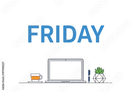 A refreshing illustration celebrating Friday, symbolizing the end of a productive work week and the joyful anticipation of well-deserved weekend relaxation