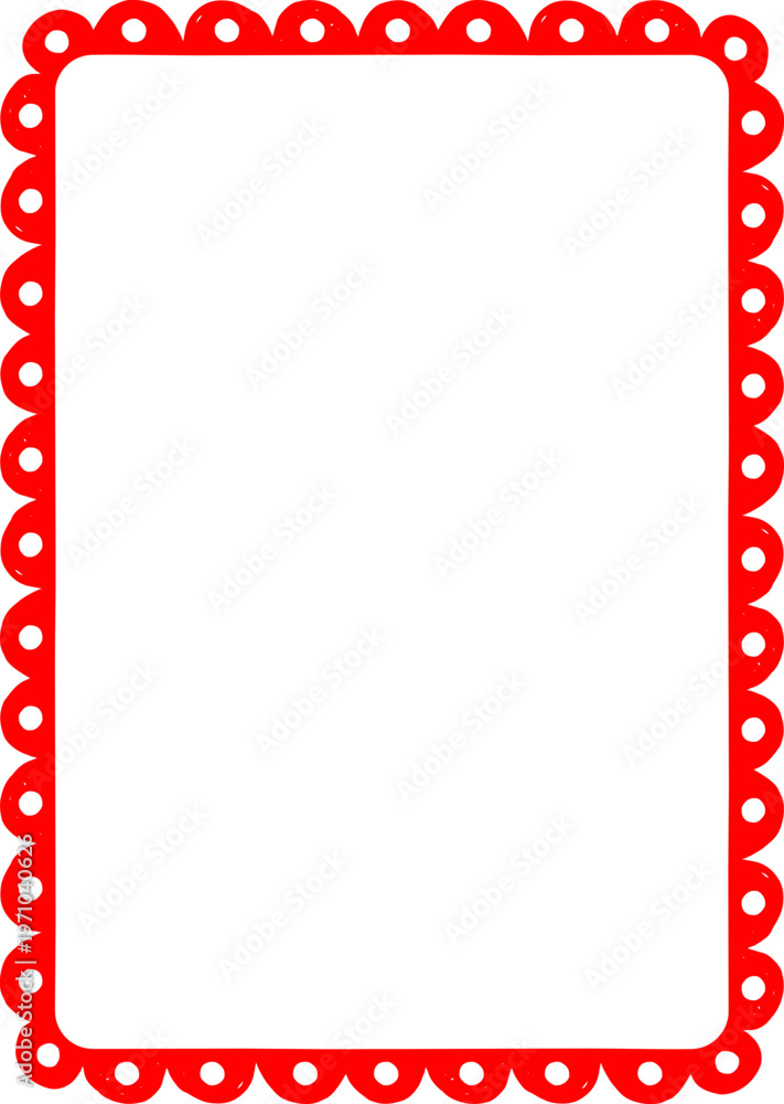 Fototapeta premium Hand-drawn vintage scallop lace decorative frame. Christmas and Valentine card template. Weddings invitation background.