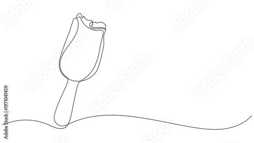 Continuous single line drawing of a bitten popsicle, minimalist summer dessert, Editable stroke