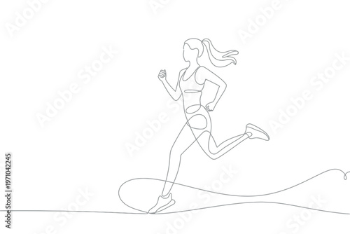 A fit woman running in a dynamic and energetic outdoor setting