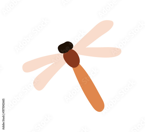 Dragonfly icon. Summer insect, dragon fly flying, soaring in air. Spring natu...