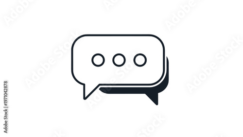 Simple black and white icon of two overlapping speech bubbles with three dots indicating a conversation in progress.