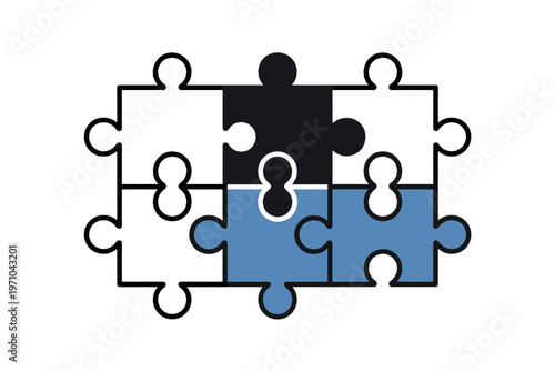 A puzzle piece fits perfectly into a larger jigsaw puzzle