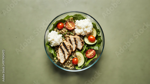 salad with salmon and cucumber isolated